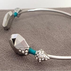 ALEXIS BITTAR • Flawed Face to Face Silver Turquoise Thread Wrapped Bracelet
